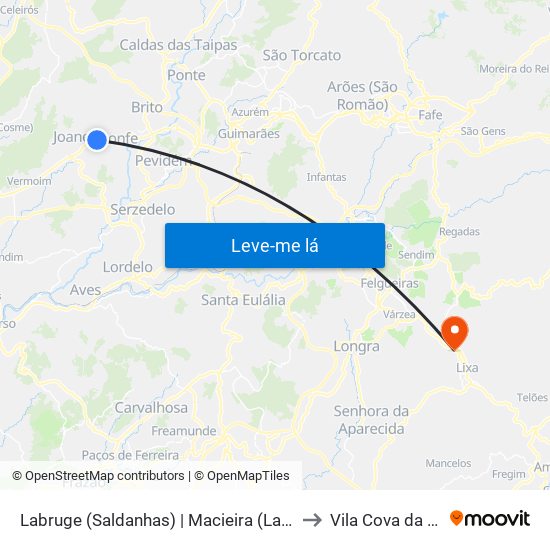 Labruge (Saldanhas) | Macieira (Labruge) to Vila Cova da Lixa map