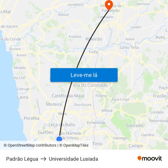 Padrão Légua to Universidade Lusíada map