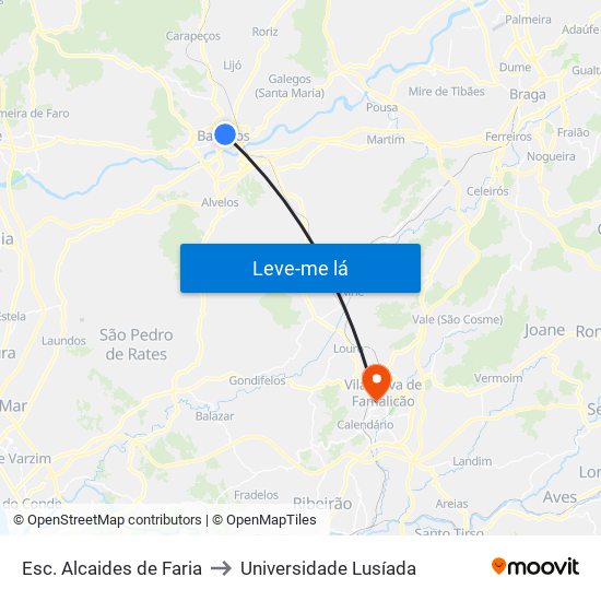 Esc. Alcaides de Faria to Universidade Lusíada map