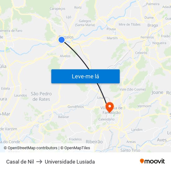 Casal de Nil to Universidade Lusíada map