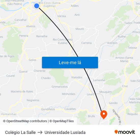 Colégio La Salle to Universidade Lusíada map