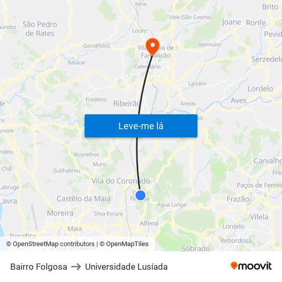 Bairro Folgosa to Universidade Lusíada map