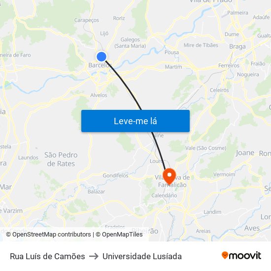 Rua Luís de Camões to Universidade Lusíada map