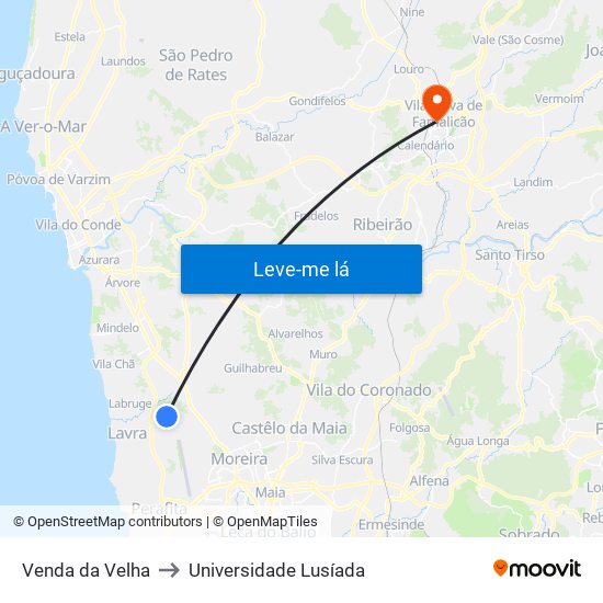 Venda da Velha to Universidade Lusíada map