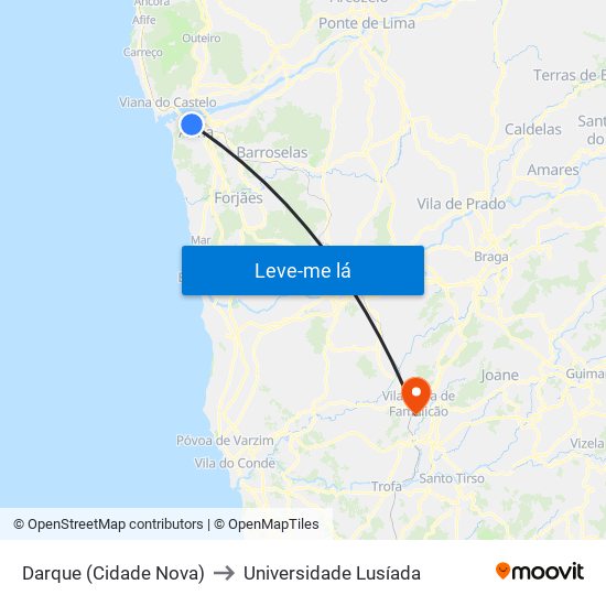Darque (Cidade Nova) to Universidade Lusíada map