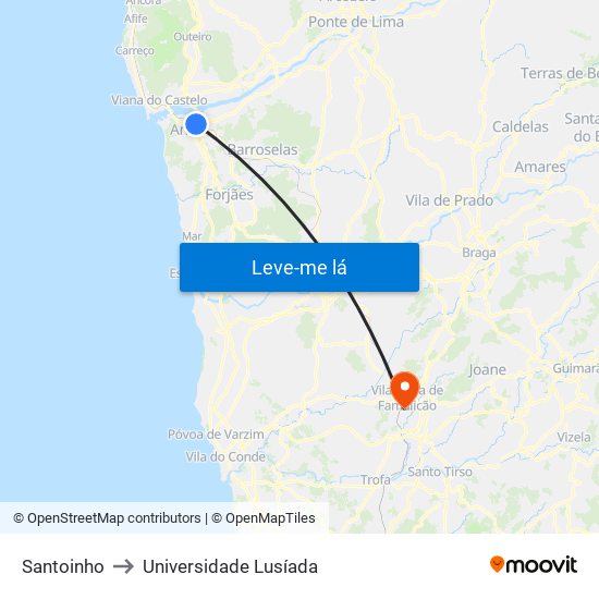Santoinho to Universidade Lusíada map