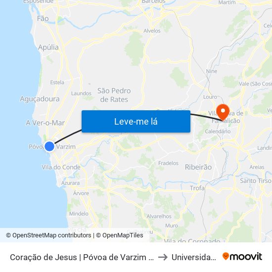 Coração de Jesus | Póvoa de Varzim (Ig. Sagrado Coração Jesus) to Universidade Lusíada map