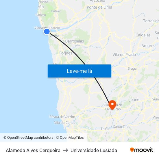 Alameda Alves Cerqueira to Universidade Lusíada map