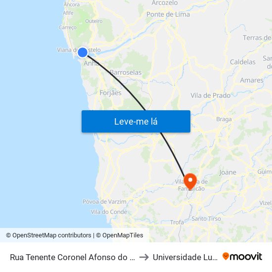 Rua Tenente Coronel Afonso do Paço, 40 to Universidade Lusíada map