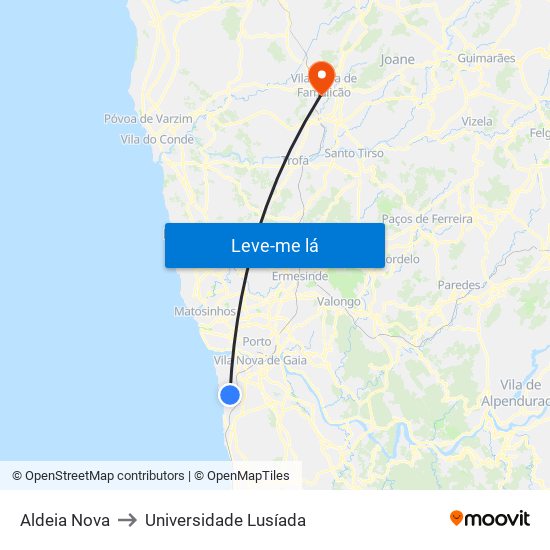 Aldeia Nova to Universidade Lusíada map