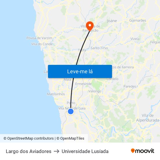 Largo dos Aviadores to Universidade Lusíada map