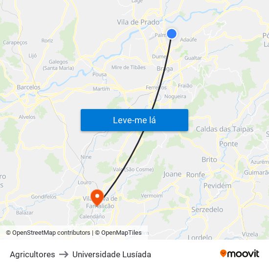 AGRICULTORES to Universidade Lusíada map