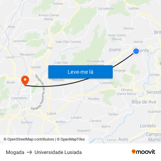 Mogada to Universidade Lusíada map