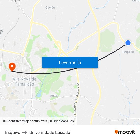 Esquivó to Universidade Lusíada map