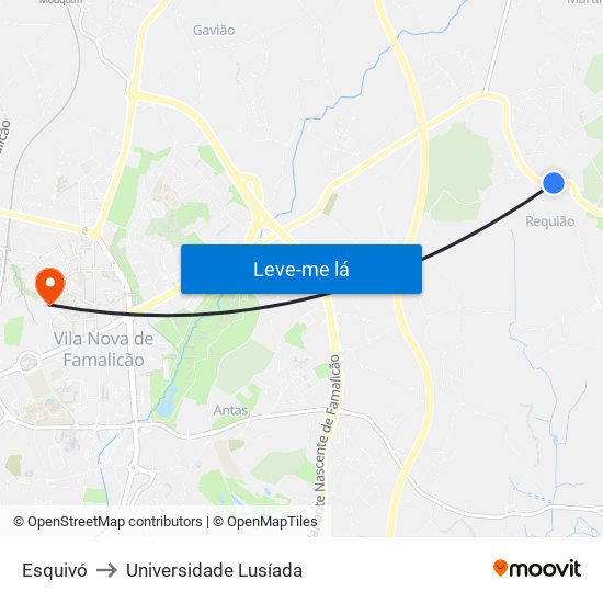 Esquivó to Universidade Lusíada map