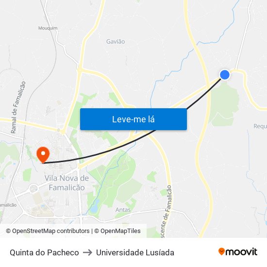 Quinta do Pacheco to Universidade Lusíada map