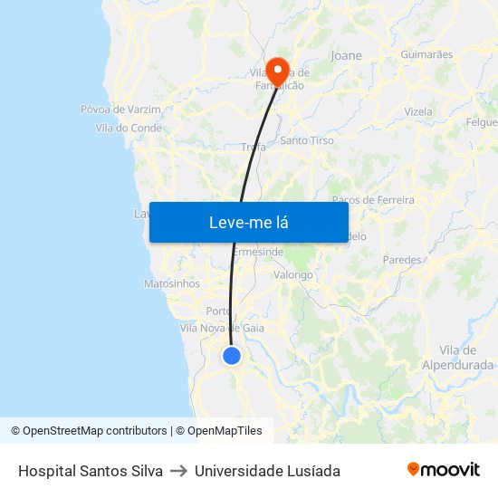 Hospital Santos Silva to Universidade Lusíada map