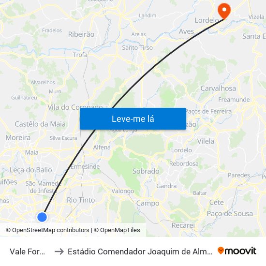 Vale Formoso to Estádio Comendador Joaquim de Almeida Freitas map