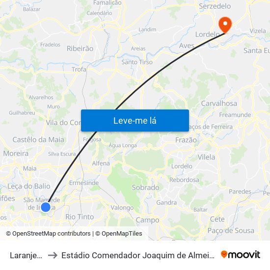 Laranjeiras to Estádio Comendador Joaquim de Almeida Freitas map