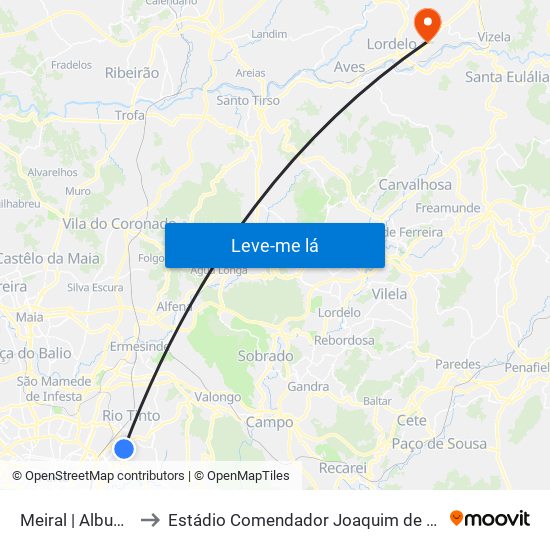 Meiral | Albuquerque to Estádio Comendador Joaquim de Almeida Freitas map