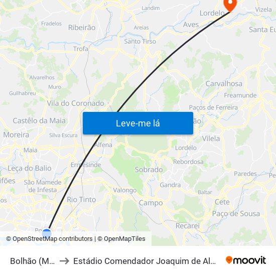 Bolhão (Metro) to Estádio Comendador Joaquim de Almeida Freitas map