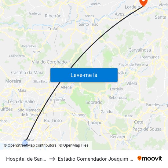 Hospital de Santo António to Estádio Comendador Joaquim de Almeida Freitas map