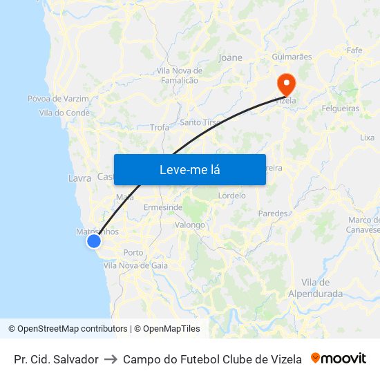 Pr. Cid. Salvador to Campo do Futebol Clube de Vizela map
