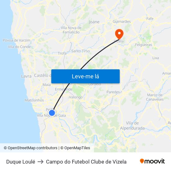 Duque Loulé to Campo do Futebol Clube de Vizela map