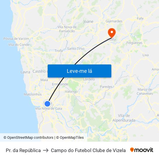Pr. da República to Campo do Futebol Clube de Vizela map