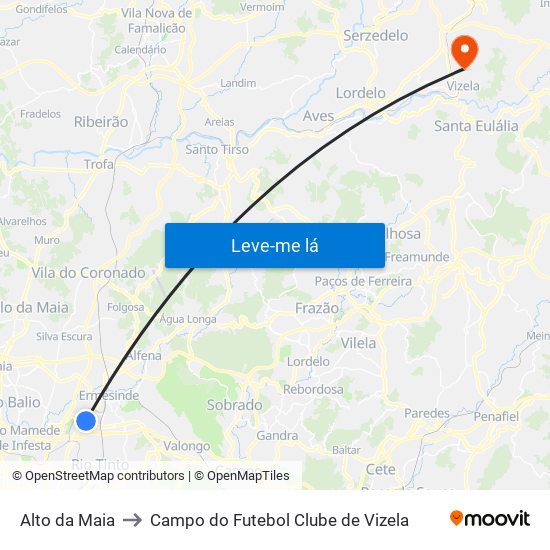 Alto da Maia to Campo do Futebol Clube de Vizela map