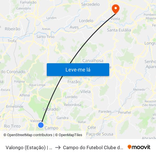 Valongo (Estação) | Presa to Campo do Futebol Clube de Vizela map