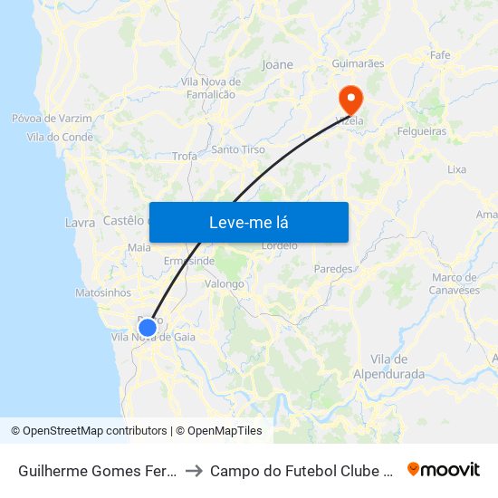 Guilherme Gomes Fernandes to Campo do Futebol Clube de Vizela map