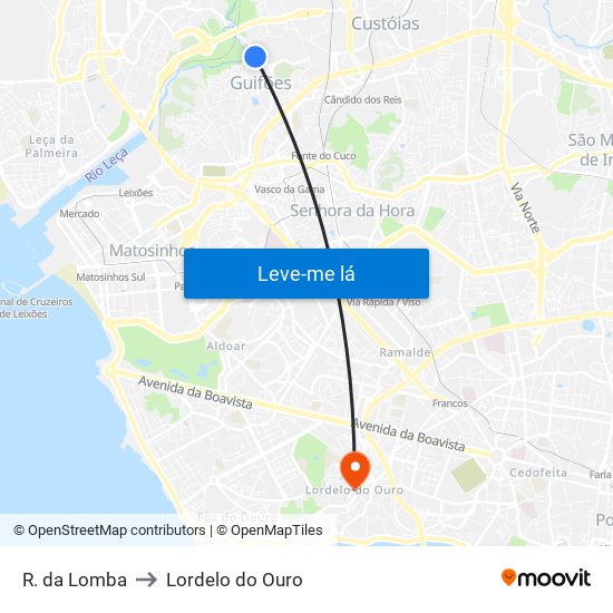 R. da Lomba to Lordelo do Ouro map