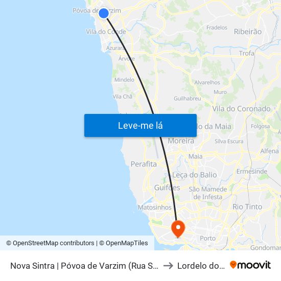 Nova Sintra | Póvoa de Varzim (Rua Sacra Família) to Lordelo do Ouro map