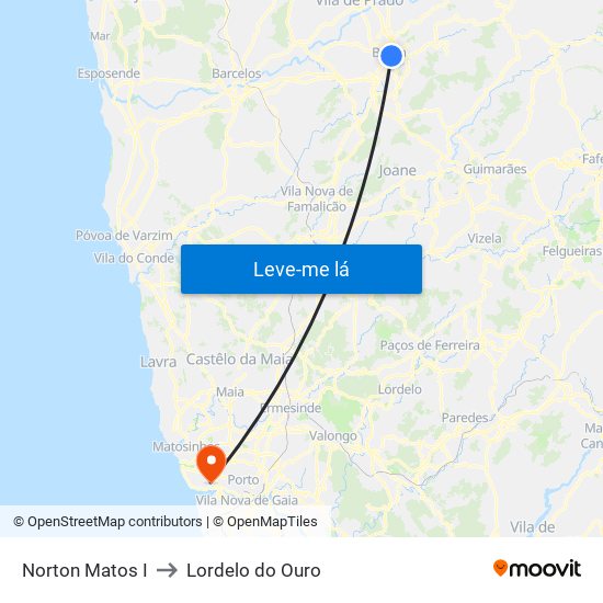 Norton Matos I to Lordelo do Ouro map