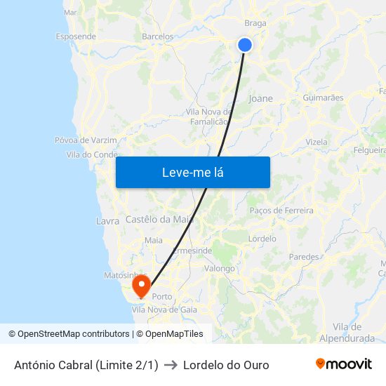 António Cabral (Limite 2/1) to Lordelo do Ouro map