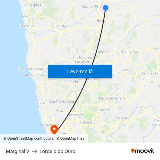 Marginal V to Lordelo do Ouro map