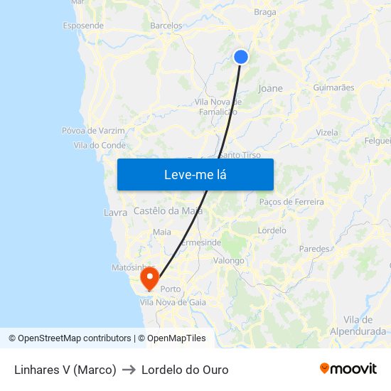 Linhares V (Marco) to Lordelo do Ouro map