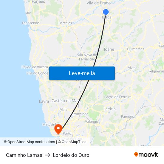 Caminho Lamas to Lordelo do Ouro map