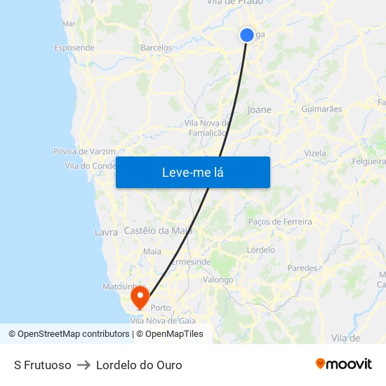 S Frutuoso to Lordelo do Ouro map