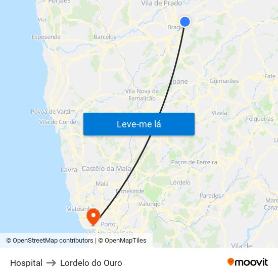 Hospital to Lordelo do Ouro map