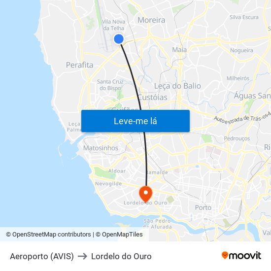 Aeroporto (AVIS) to Lordelo do Ouro map