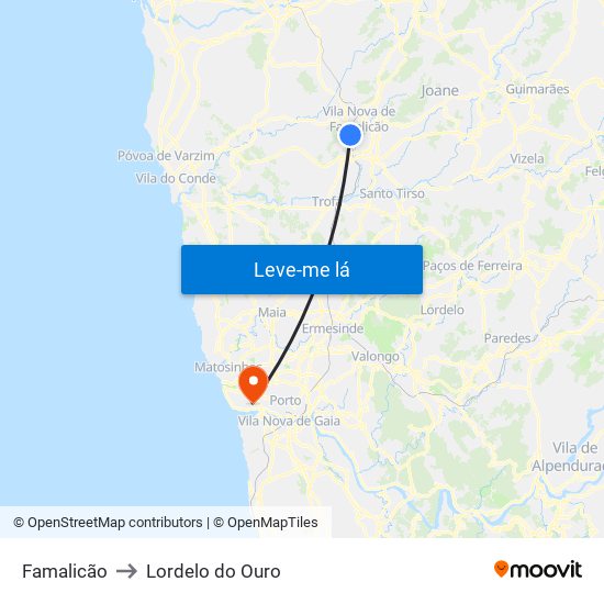 Famalicão to Lordelo do Ouro map