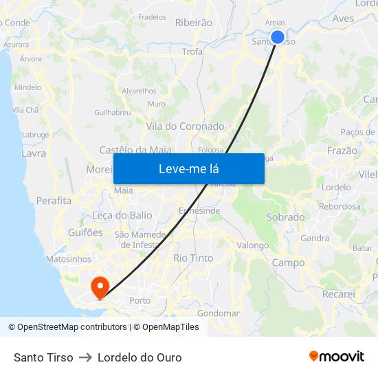 Santo Tirso to Lordelo do Ouro map