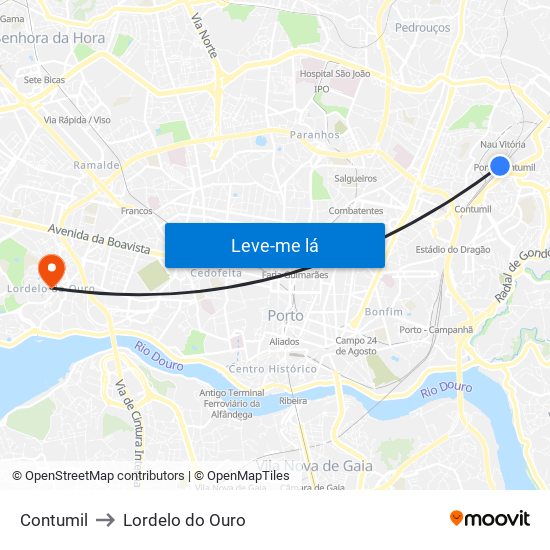 Contumil to Lordelo do Ouro map
