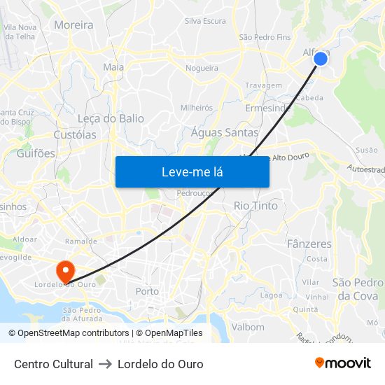 Centro Cultural to Lordelo do Ouro map