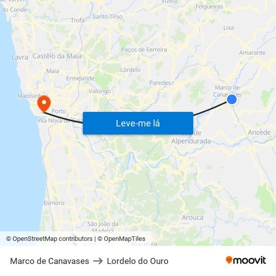 Marco de Canavases to Lordelo do Ouro map