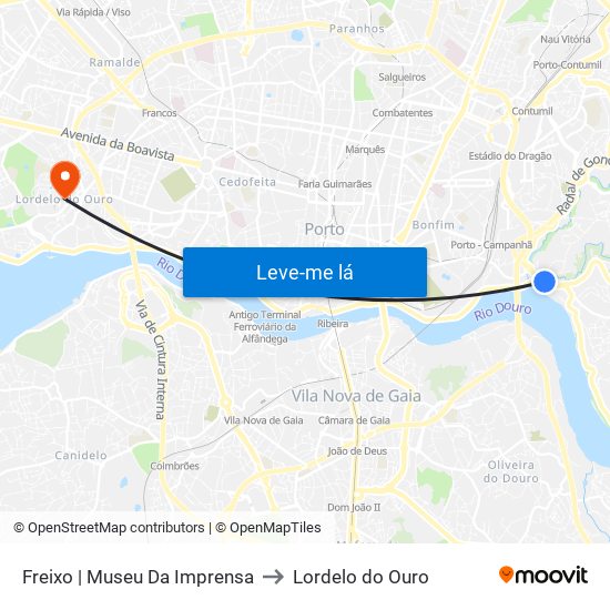 Freixo | Museu Da Imprensa to Lordelo do Ouro map