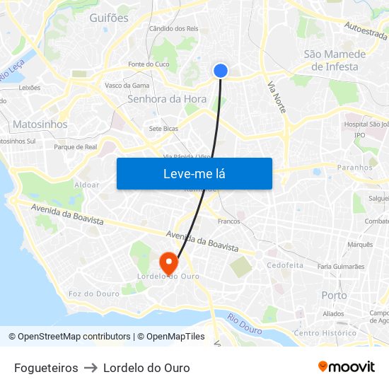 Fogueteiros to Lordelo do Ouro map