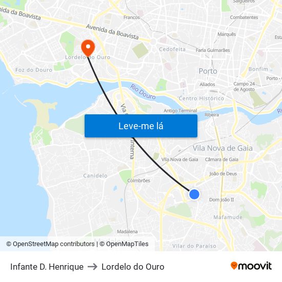 Infante D. Henrique to Lordelo do Ouro map